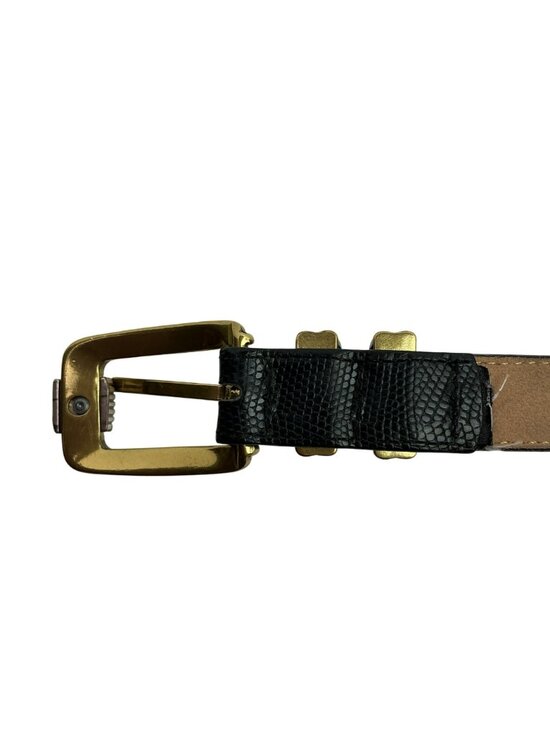 Brighton Classic Genuine Leather Belt With Ornate Gold & Silver Buckle Keeper De